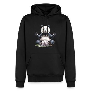 Panda - Männer Premium Bio Hoodie - Schwarz - Vorne - Nico (187cm)
