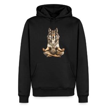 Wolf - Männer Premium Bio Hoodie - Schwarz - Vorne - Nico (187cm)