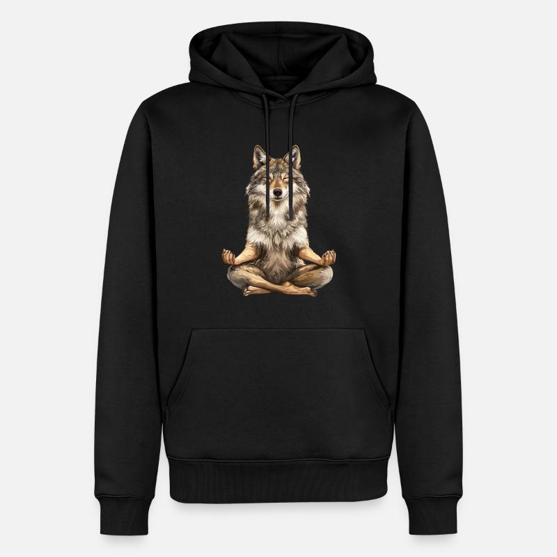 Wolf - Männer Premium Bio Hoodie - Schwarz