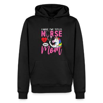 J’ai deux titres Infirmière et Maman Infirmière Maman - Sweat à capuche Premium bio Homme - noir - Devant - Nico (187cm)