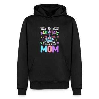 L’ambulancière préférée m’appelle maman femme - Sweat à capuche Premium bio Homme - noir - Devant - Nico (187cm)