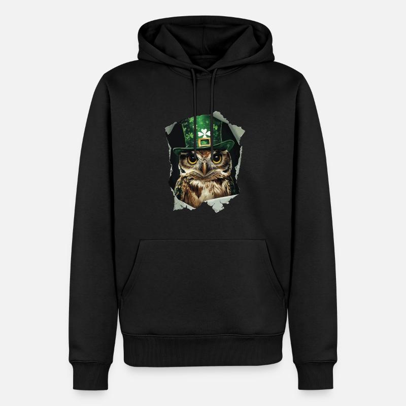 St. Patrick Eule - Männer Premium Bio Hoodie - Schwarz
