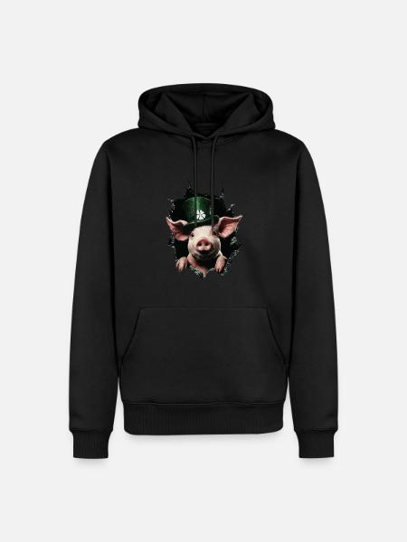 St. Patrick's Day Schwein - Männer Premium Bio Hoodie - Schwarz