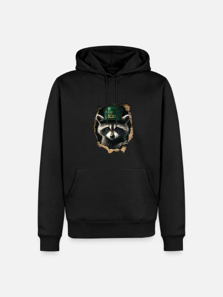 St. Patrick Waschbär - Männer Premium Bio Hoodie - Schwarz