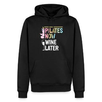 Pilates Now Wine Later Professeur de Pilates - Sweat à capuche Premium bio Homme - noir - Devant - Nico (187cm)