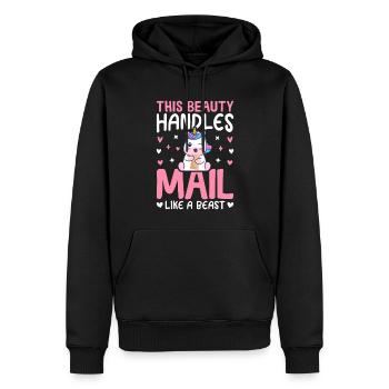 La Belle Manipule Le Courrier Comme Une Bête Fille Du Service Postal - Sweat à capuche Premium bio Homme - noir - Devant - Nico (187cm)