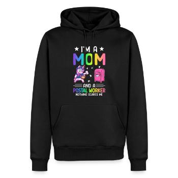 Je suis une maman et une travailleuse des postes Service postal Courrier - Sweat à capuche Premium bio Homme - noir - Devant - Nico (187cm)