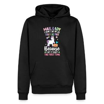 Factrice, je ne travaille pas aussi dur que les hommes Service postal - Sweat à capuche Premium bio Homme - noir - Devant - Nico (187cm)