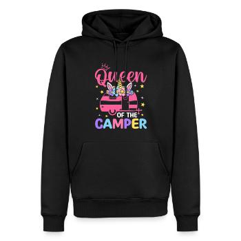 Reine Du Campeur Femme Camper Camping Fille - Sweat à capuche Premium bio Homme - noir - Devant - Nico (187cm)