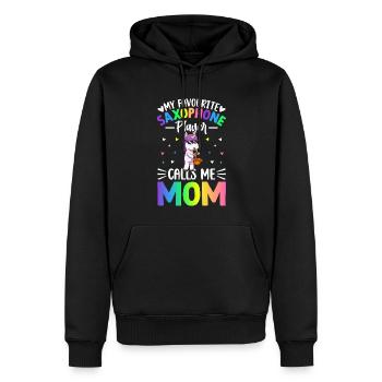 My Favourite Saxophone Player Calls Me Mom - Männer Premium Bio Hoodie - Schwarz - Vorne - Nico (187cm)