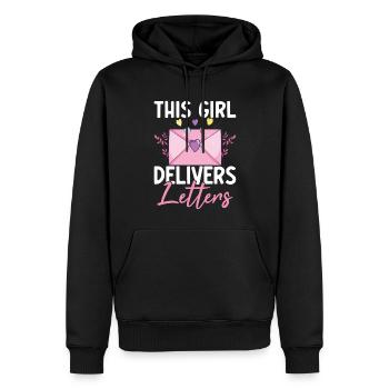 This Girl Delivers Letters Weibliche - Männer Premium Bio Hoodie - Schwarz - Vorne - Nico (187cm)