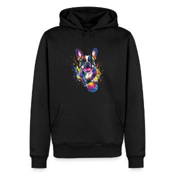 Französische Bulldogge - Männer Premium Bio Hoodie - Schwarz - Vorne - Nico (187cm)