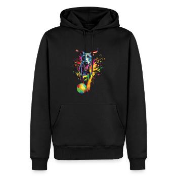 Windhund - Männer Premium Bio Hoodie - Schwarz - Vorne - Nico (187cm)