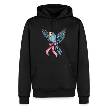 Coquette Bow Perruche Perruche Perroquet - Sweat à capuche Premium bio Homme - noir - Devant - Nico (187cm)