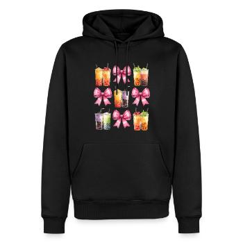 Coquette Bow Boba Tea Bubble Tea Mothers Day - Men’s Premium Organic Hoodie - black - Front - Nico (187cm)