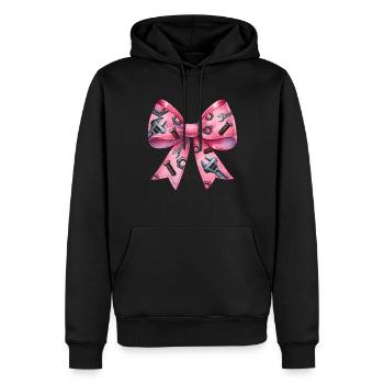 Coquette Bow Mechanic Tools Pattern Pink Bow - Men’s Premium Organic Hoodie - black - Front - Nico (187cm)