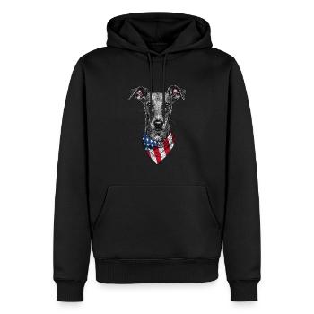 Windhund - Männer Premium Bio Hoodie - Schwarz - Vorne - Nico (187cm)