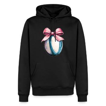 Coquette Bow Rugby Joueur Fête des Mères Rose - Sweat à capuche Premium bio Homme - noir - Devant - Nico (187cm)