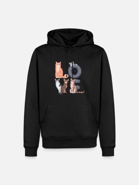 Liebe Katze - Männer Premium Bio Hoodie - Schwarz