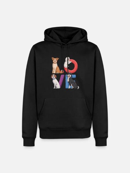 Liebe Hunde - Männer Premium Bio Hoodie - Schwarz