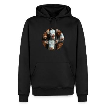 Kuh - Männer Premium Bio Hoodie - Schwarz - Vorne - Nico (187cm)
