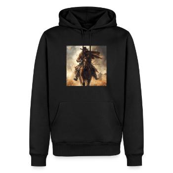 Cowboy - Männer Premium Bio Hoodie - Schwarz - Vorne - Nico (187cm)