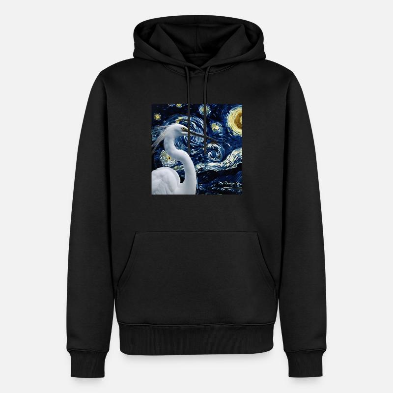 Reiher Vogel - Männer Premium Bio Hoodie - Schwarz