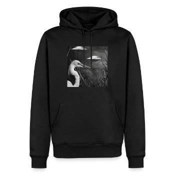 Reiher Vogel - Männer Premium Bio Hoodie - Schwarz - Vorne - Nico (187cm)