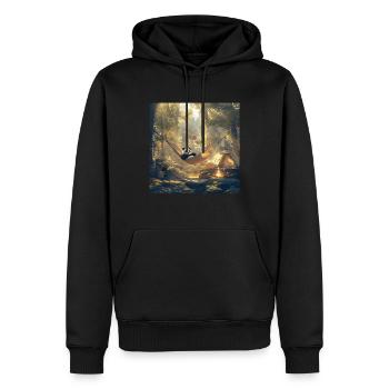 Panda - Männer Premium Bio Hoodie - Schwarz - Vorne - Nico (187cm)