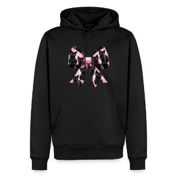 Nœud Coquette Chat Noir Motif Maman Rose - Sweat à capuche Premium bio Homme - noir - Devant - Nico (187cm)