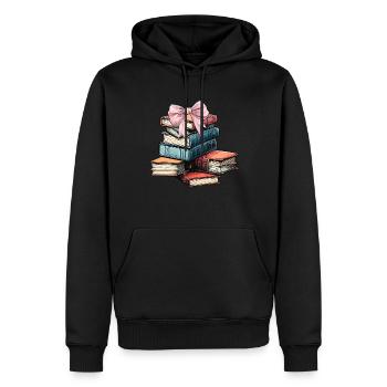 Coquette Bow Bibliothécaire Bibliothèque Livres Rose - Sweat à capuche Premium bio Homme - noir - Devant - Nico (187cm)