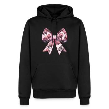 Coquette noeud tricératops motif dinosaure rose - Sweat à capuche Premium bio Homme - noir - Devant - Nico (187cm)
