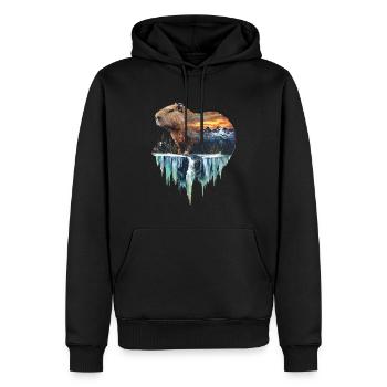 Wasserschwein - Männer Premium Bio Hoodie - Schwarz - Vorne - Nico (187cm)