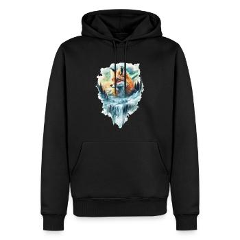 Fuchs - Männer Premium Bio Hoodie - Schwarz - Vorne - Nico (187cm)