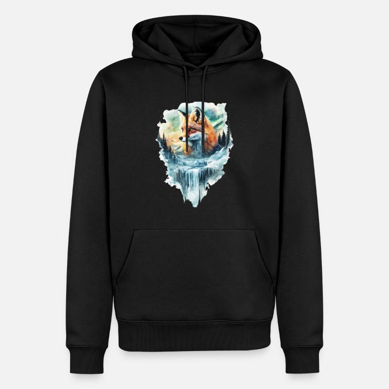Fuchs - Männer Premium Bio Hoodie - Schwarz