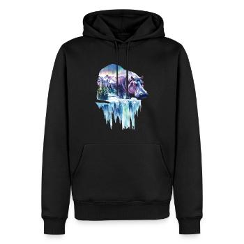 Nilpferd - Männer Premium Bio Hoodie - Schwarz - Vorne - Nico (187cm)
