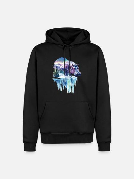Nilpferd - Männer Premium Bio Hoodie - Schwarz