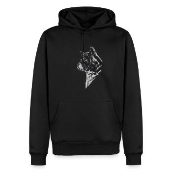 Akita - Männer Premium Bio Hoodie - Schwarz - Vorne - Nico (187cm)