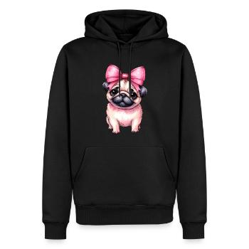Coquette Bow Pug Dog Mom Pink Bow Mom - Men’s Premium Organic Hoodie - black - Front - Nico (187cm)
