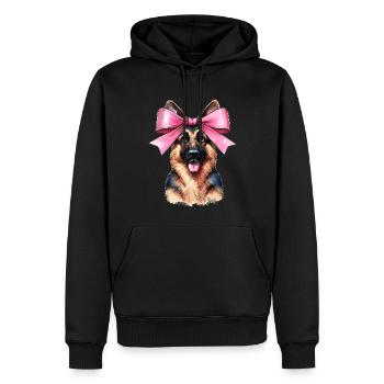 Coquette Bow German Shepherd Mom Pink Ribbon - Men’s Premium Organic Hoodie - black - Front - Nico (187cm)