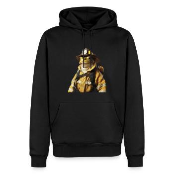 Frosch - Männer Premium Bio Hoodie - Schwarz - Vorne - Nico (187cm)