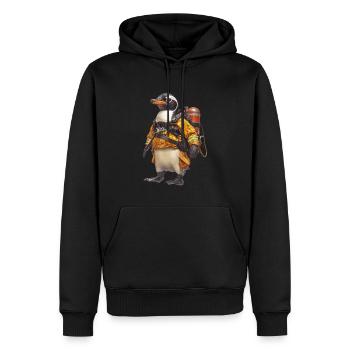 Pinguin - Männer Premium Bio Hoodie - Schwarz - Vorne - Nico (187cm)