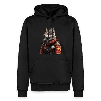 Wolf - Männer Premium Bio Hoodie - Schwarz - Vorne - Nico (187cm)