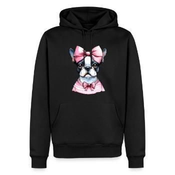 Coquette Bow Boston Terrier Chien Maman Rose - Sweat à capuche Premium bio Homme - noir - Devant - Nico (187cm)