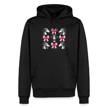 Coquette Schleife Windhund Hund Mama Rosa Band - Männer Premium Bio Hoodie - Schwarz - Vorne - Nico (187cm)