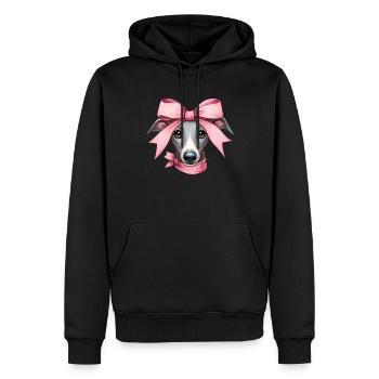 Coquette Bow Greyhound Dog Mom Pink Ribbon - Men’s Premium Organic Hoodie - black - Front - Nico (187cm)