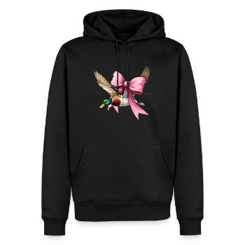 Coquette Arc Canard Chasse Chasseur Ruban Rose Maman - Sweat à capuche Premium bio Homme - noir - Devant - Nico (187cm)