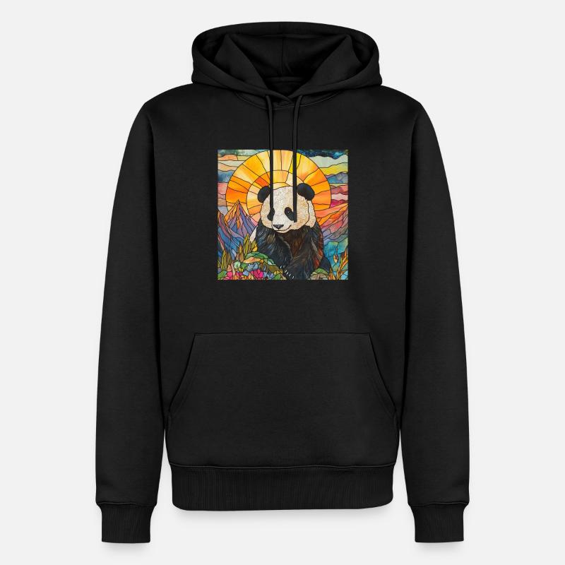 Panda - Männer Premium Bio Hoodie - Schwarz