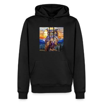 Eule - Männer Premium Bio Hoodie - Schwarz - Vorne - Nico (187cm)