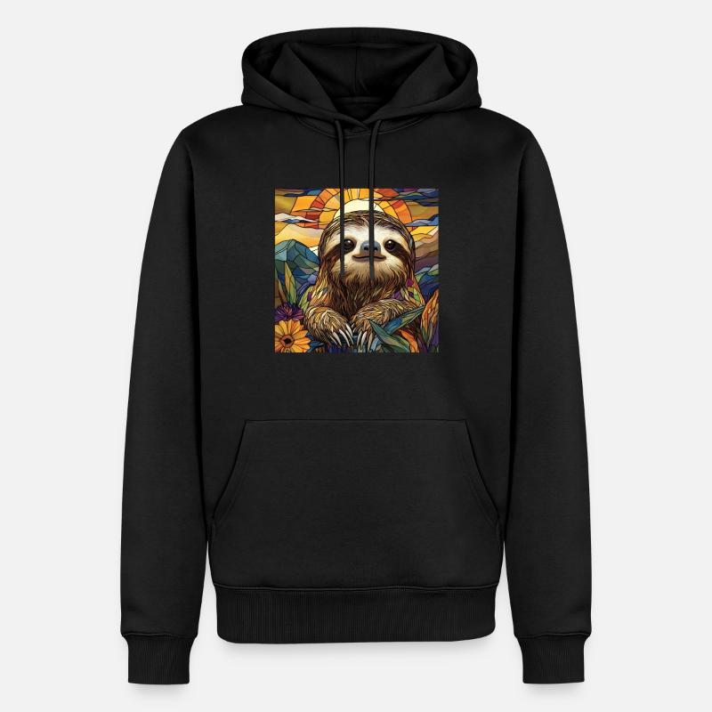 Faultier - Männer Premium Bio Hoodie - Schwarz